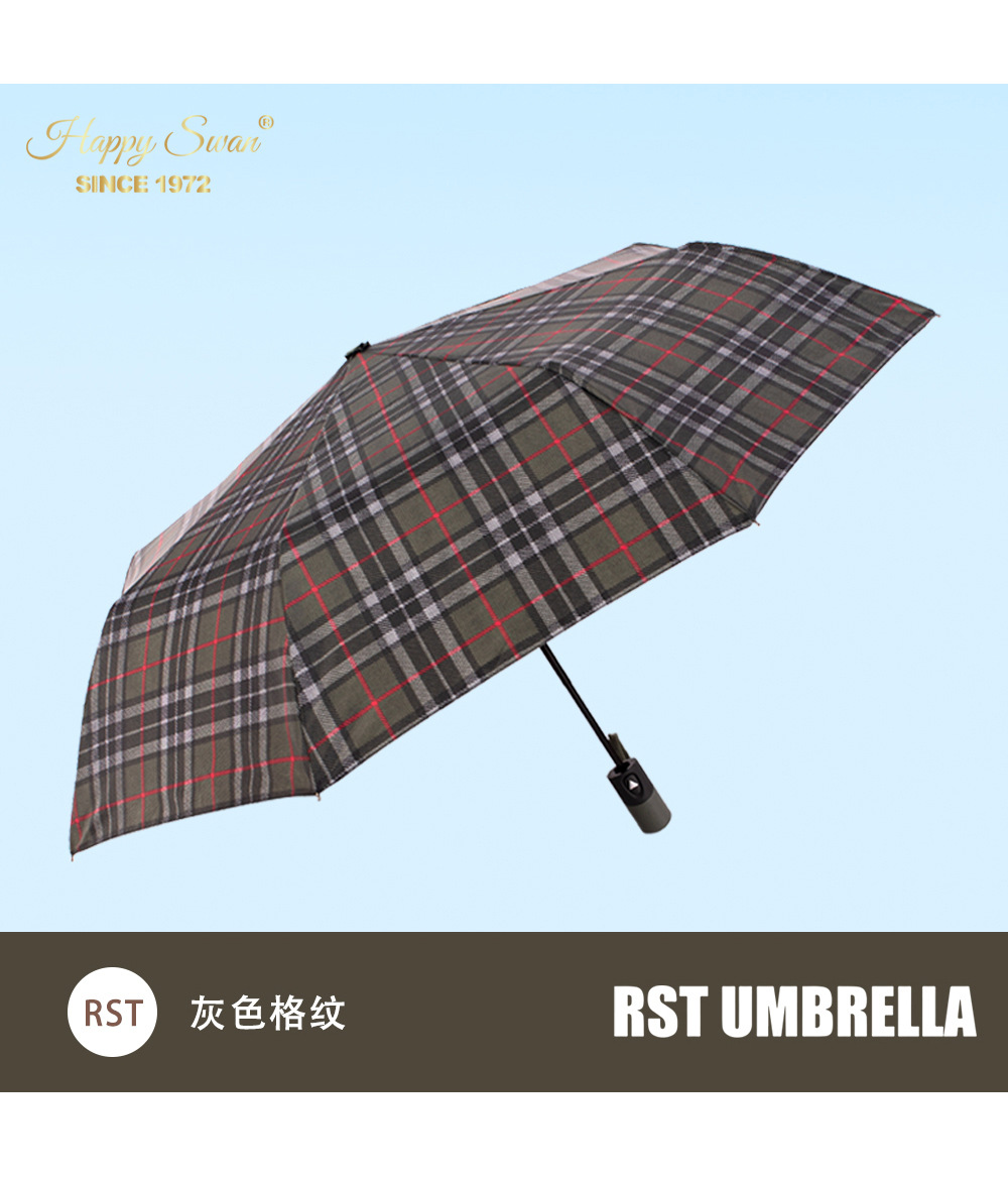 经典英伦格纹三折自开伞半自动雨伞出口auto open umbrella详情14