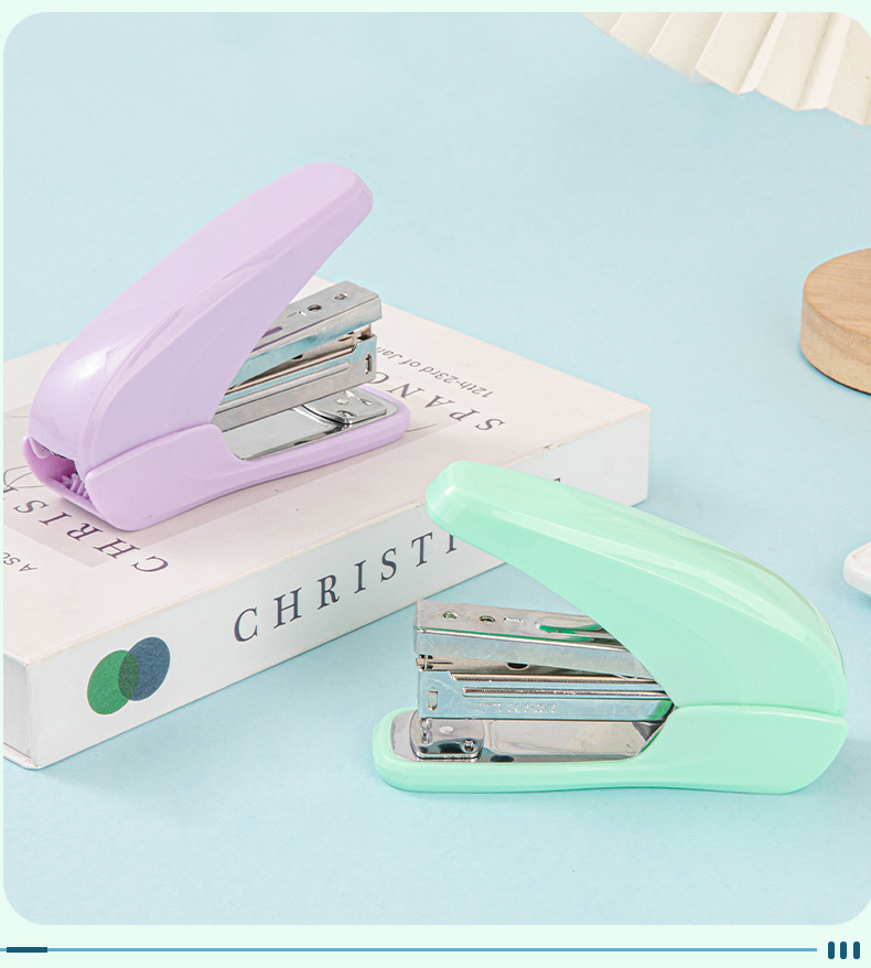 马卡龙色订书机办公用品资料装订省力型订书器可爱多功能学生文具详情13