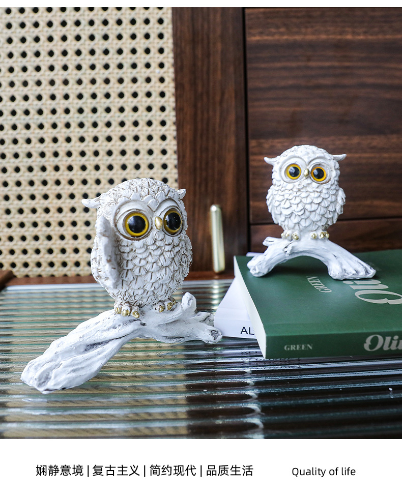 Cross-border creative American owl ornaments, home interior resin handicrafts, display model rooms, soft furnishings pic 6