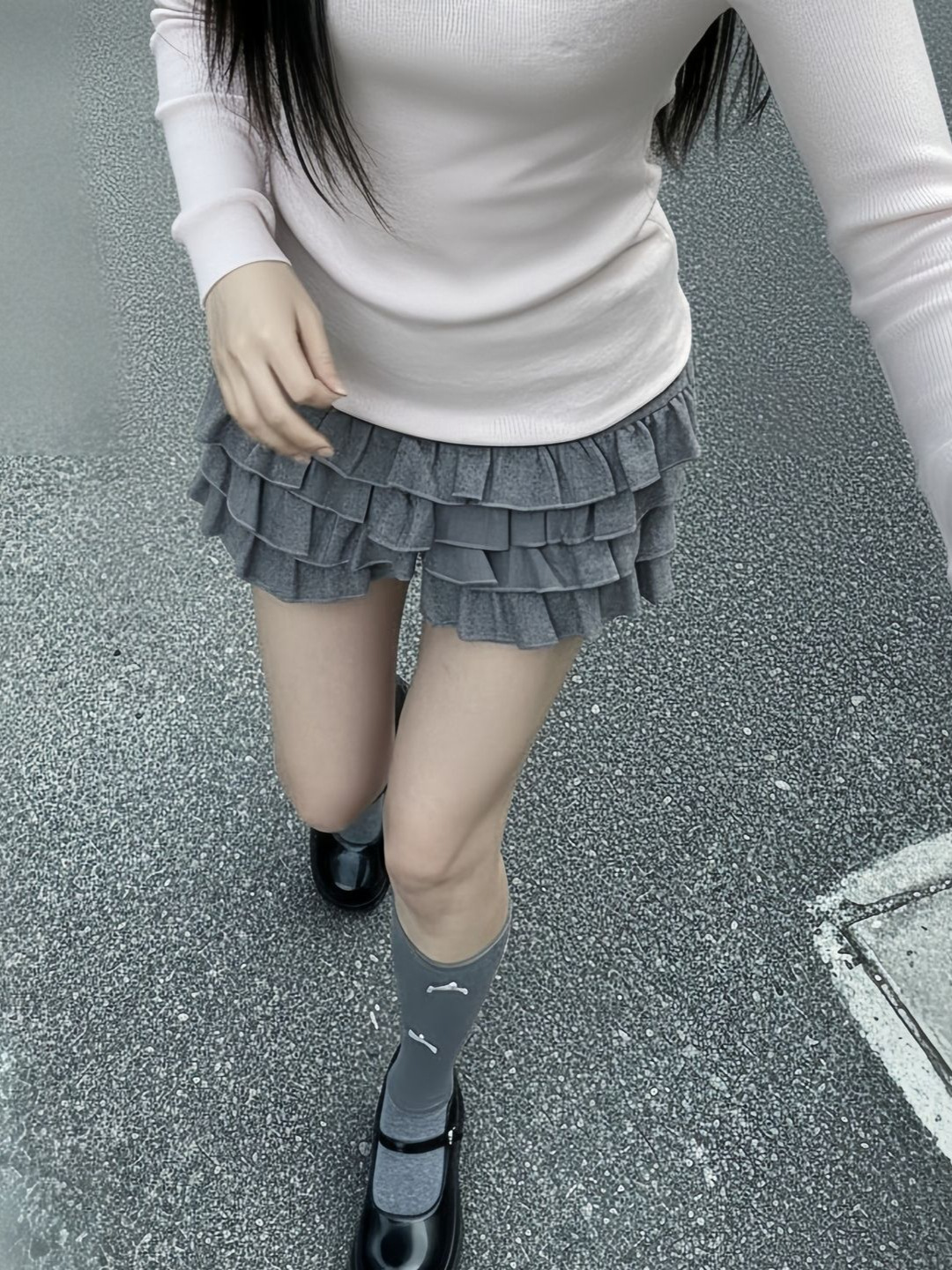 韩系甜美风木耳边半身裙女2026春秋新款芭蕾叠叠裙气质蛋糕短裙子详情4