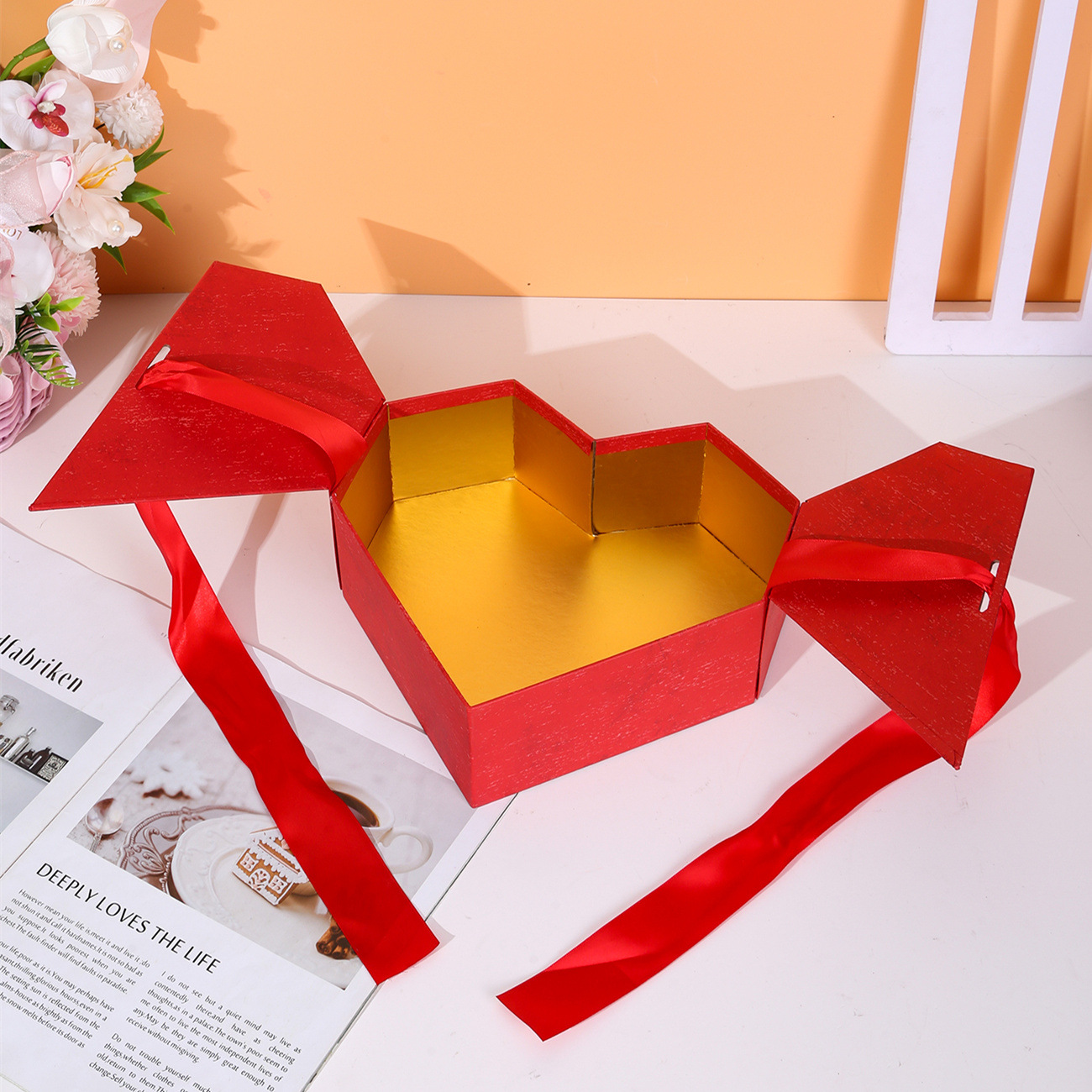Creativo doble puerta amor caja de regalo caja de embalaje de flores tanabata san valentín caja de regalo en stock pic 9