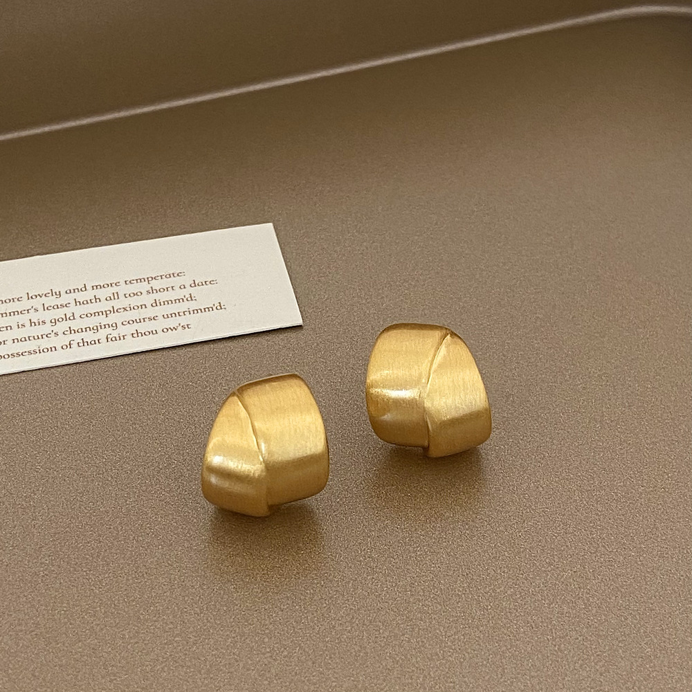 European and American fashion ins earrings, cold style brushed metal stud earrings, high-end retro individual ear buckles, simple earrings pic 19