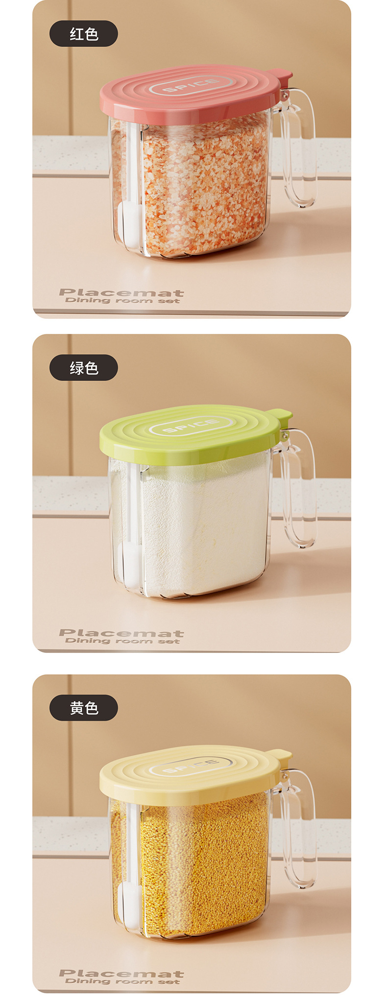 Ceramic seasoning box, salt shaker, plastic grinder, kitchenware seasoning jar, seasoning jar + grinder pic 11