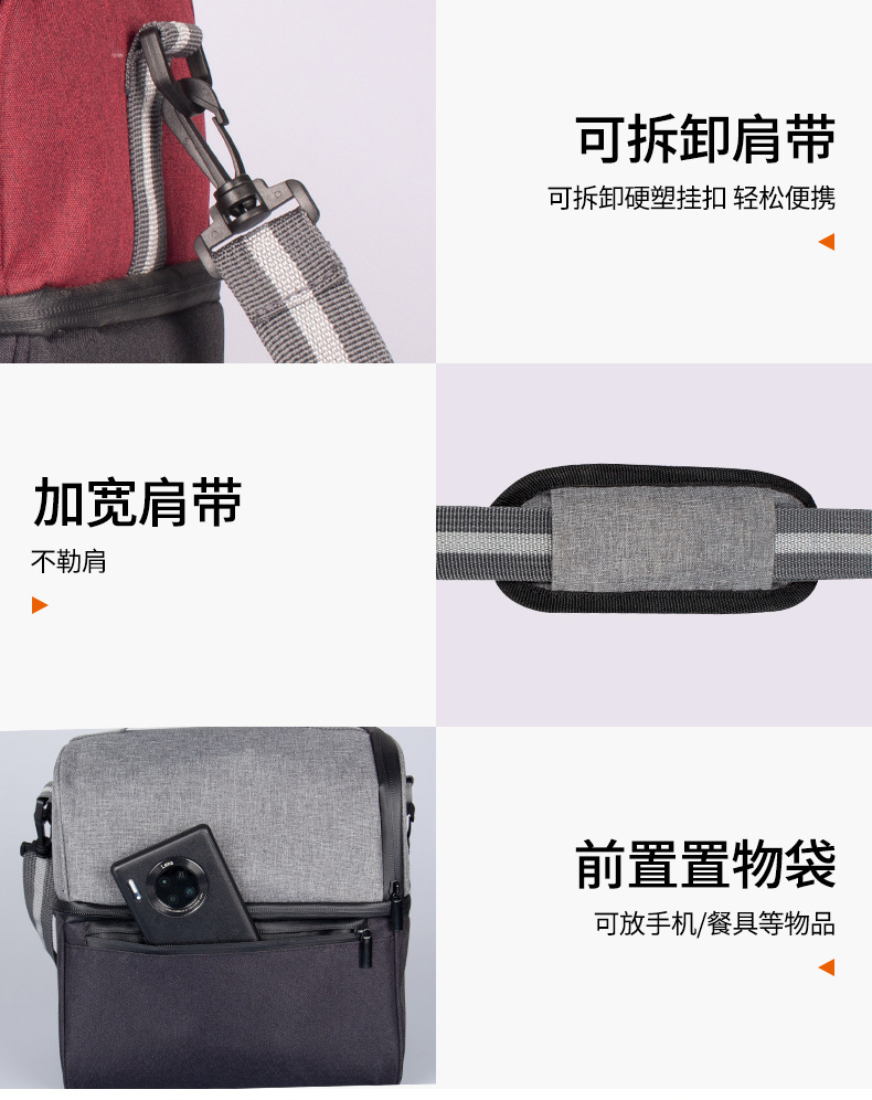 In-stock double-layer insulated lunch bags, adult lunch bags, unisexual insulated bags, leak-proof large insulated bags pic 7