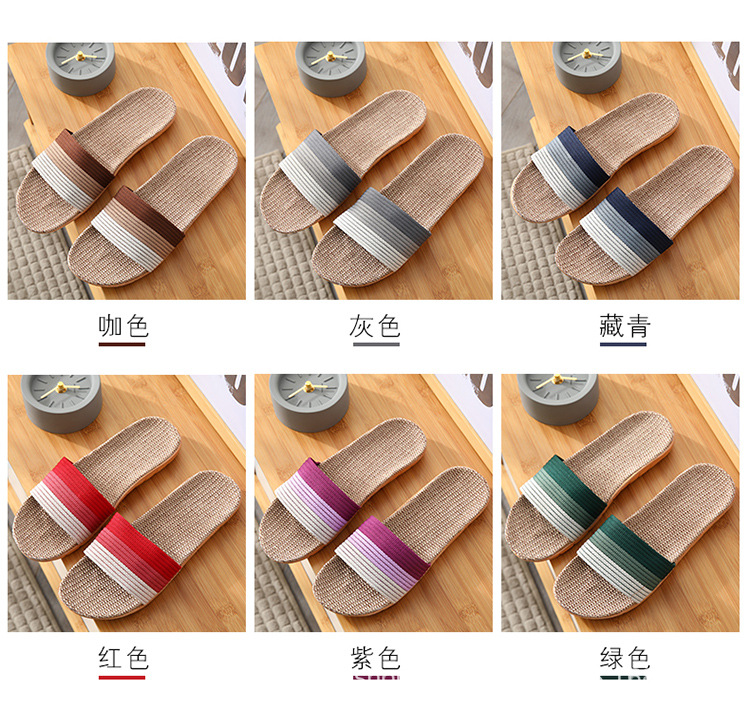 Four-season linen slippers for men, breathable and anti-slip in summer, for indoor home use. Cotton and linen cooling slippers for women, spring and autumn pic 9