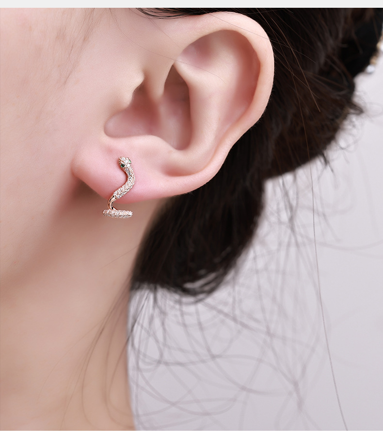 Zhuoheng selects diamond-encrusted snake-shaped earrings, pink earrings, fashionable earrings, accessories, wholesale trendy earrings pic 14