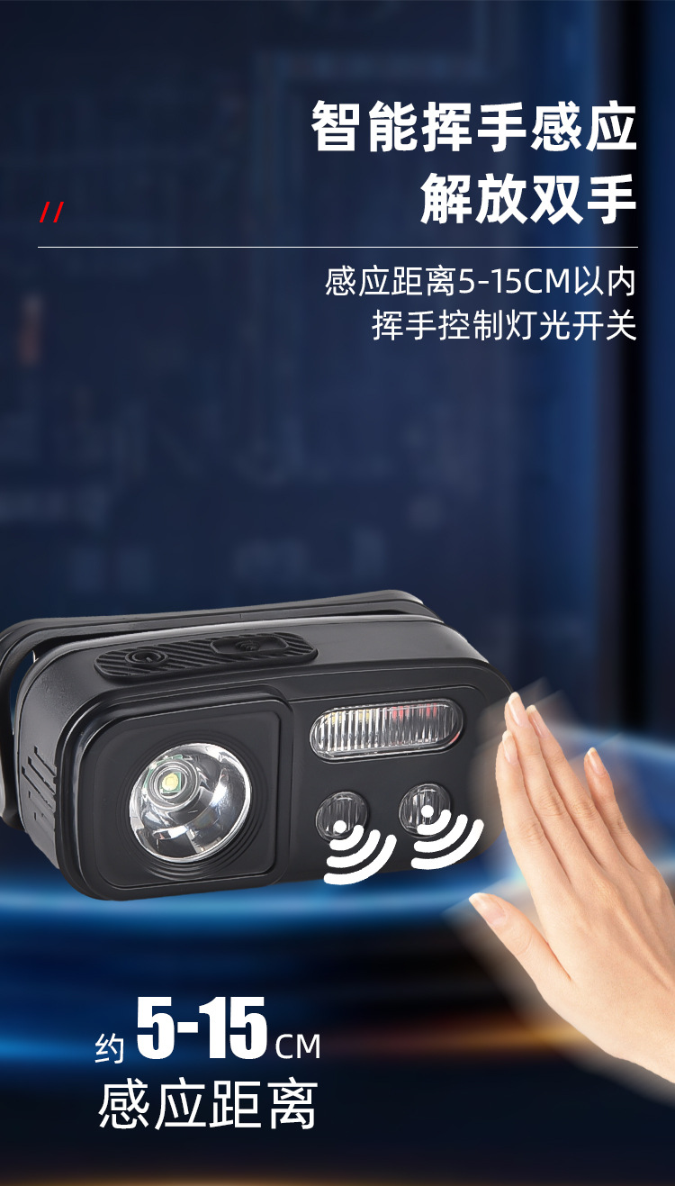 跨境户外强光led头灯便携多功能USB徒步骑行灯轻便头戴式夜钓鱼灯详情9
