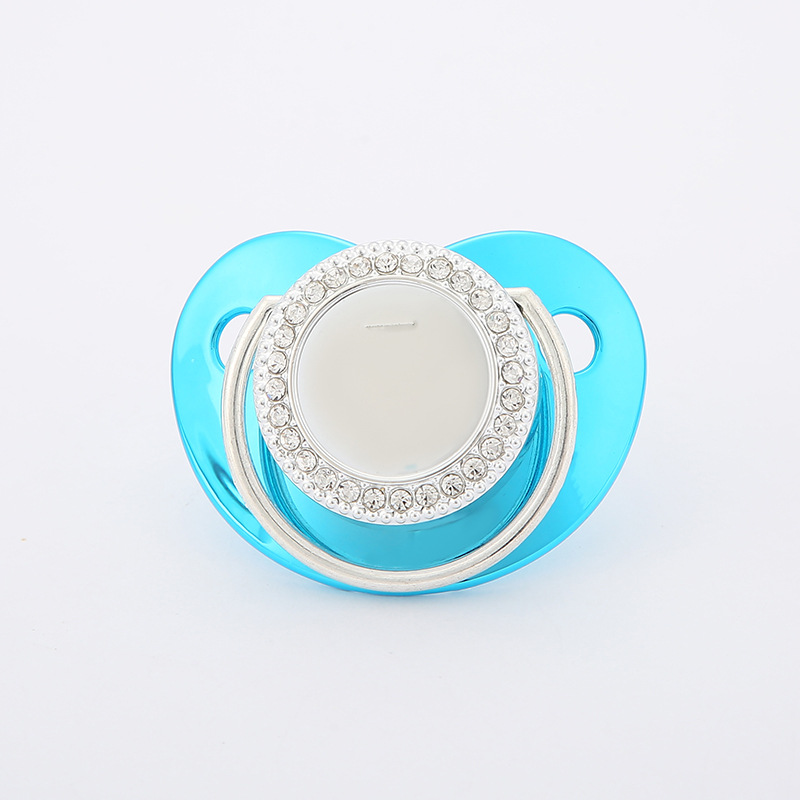 Solid color pacifier, diamond-encrusted silicone, baby teething and baby products, wholesale pacifier tips, simulated biting pacifier pic 9