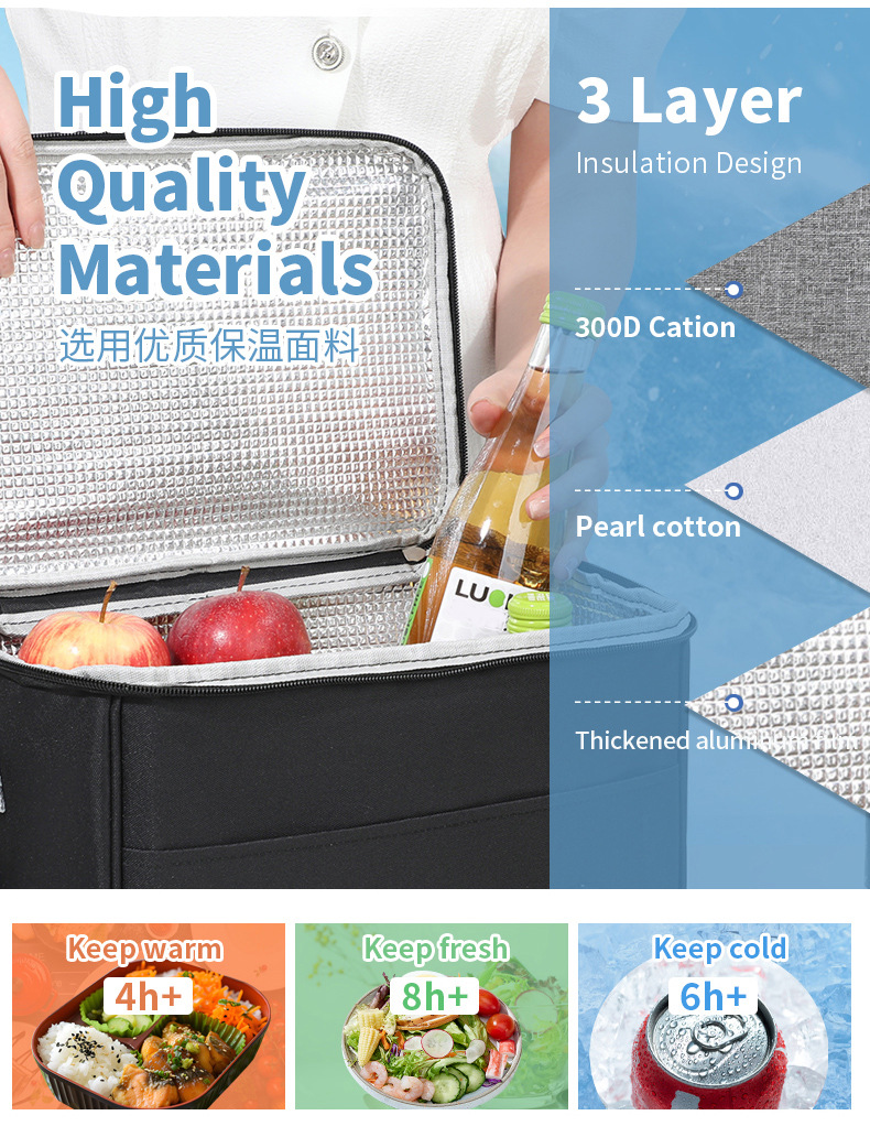 厂家直销新款保温包 野餐便当包手提保鲜袋上班带饭午餐包 饭盒袋详情10