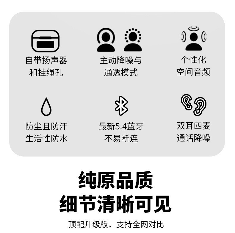 华强北爆款A9Pro蓝牙耳机跨境智慧彩屏触屏ANC降噪入耳式长续航跨详情13