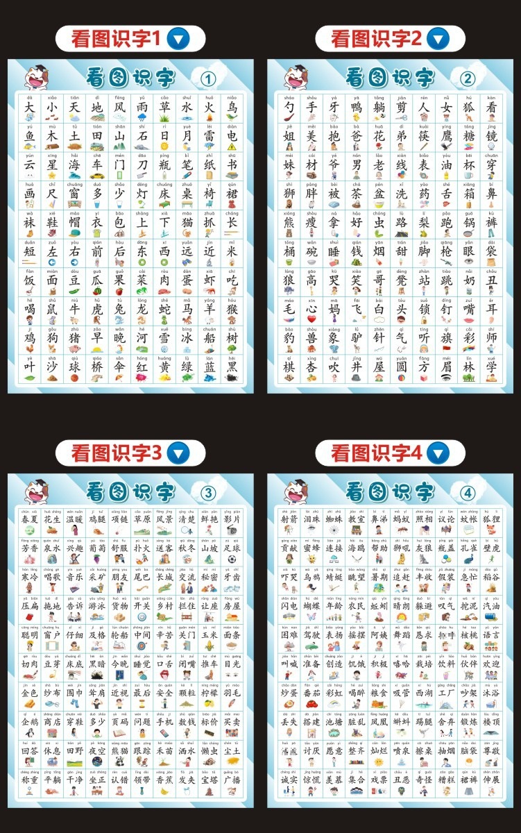 看图识字挂图幼儿园小孩启蒙早教认字汉字表学习神器墙贴大全批发详情9