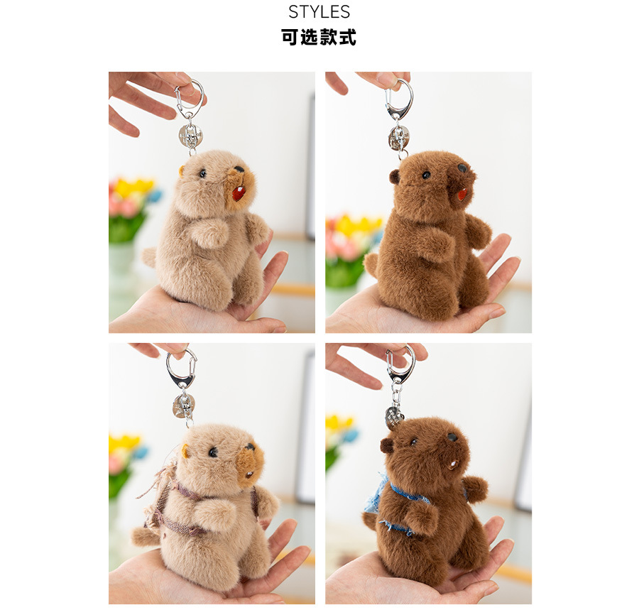 Officially authorized marmot plush keychain pendant, cute and fun functional schoolbag keychain small gift pic 3