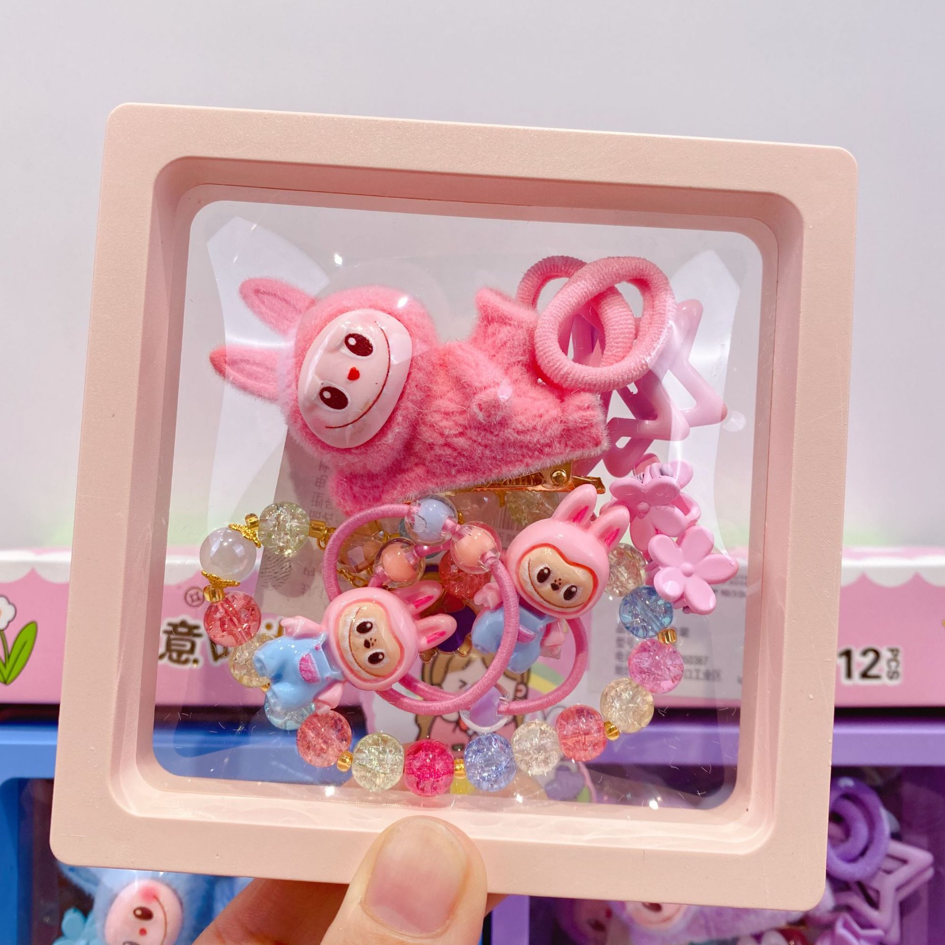 新款哒布布水晶手链卡通皮筋发夹饰品套装可爱少女心装扮时尚精品详情16