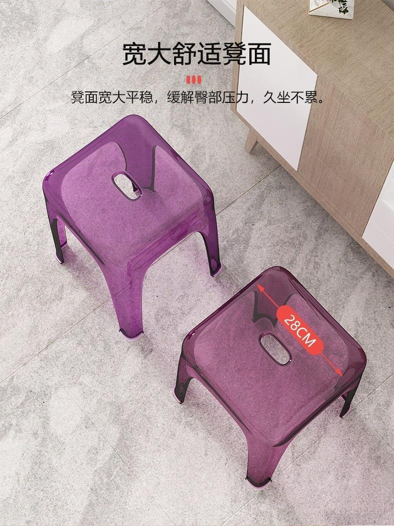 *透明塑料凳子加厚家用矮凳可叠放耐用备用高凳亚克力餐厅椅子详情9