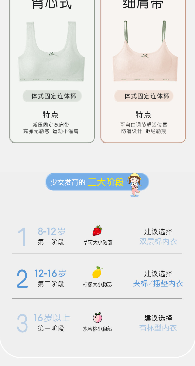 少女内衣初中生学生高中青春发育期女童小背心女大童文胸二三阶段详情17