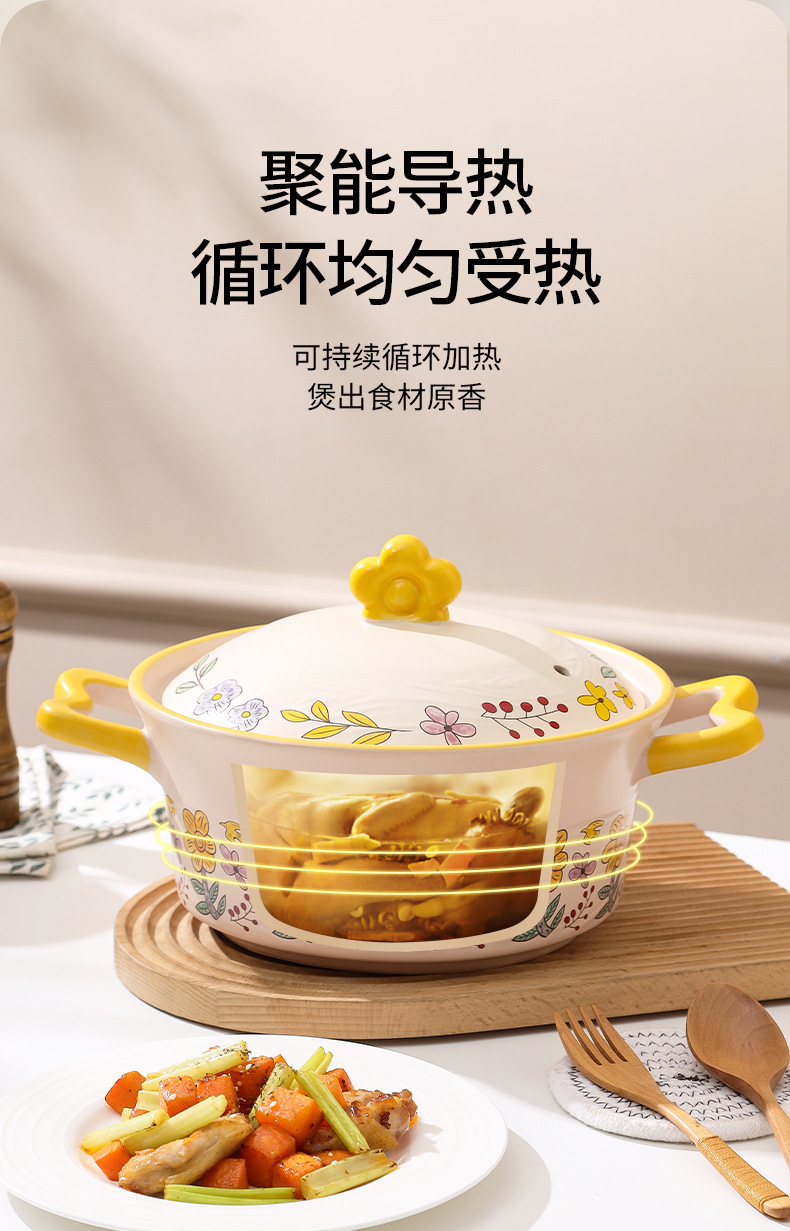 手绘花树纹砂锅煲家用耐高温干烧不裂大汤煲煤气灶专用煲汤炖汤锅详情6