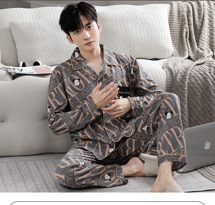 睡衣男春秋款100%纯棉长袖长裤2023新款男士夏季休闲可外穿家居服详情8