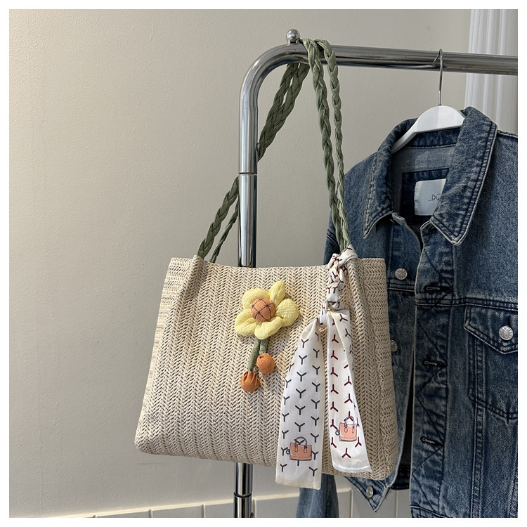 编织草编包包女大容量2023新款夏天花朵单肩休闲潮流洋气托特包详情18