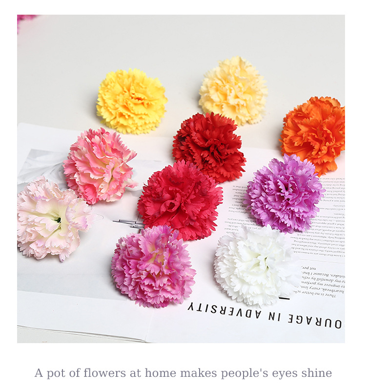 8cm仿真多色绢布康乃馨花头母亲节花束家居装饰diy插花蛋糕花配件详情10