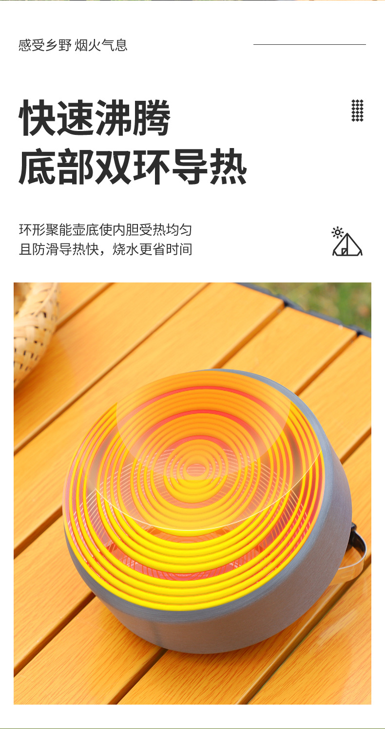 1.1壶 户外氧化铝制煮茶壶超轻便携热水壶野营套锅烧烤炊具用品1.详情6