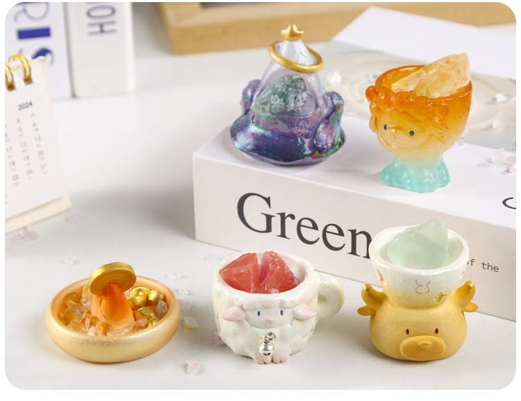 New zodiac blind box cartoon creative design, crystal decorative items, desktop resin handicrafts blind box pic 19