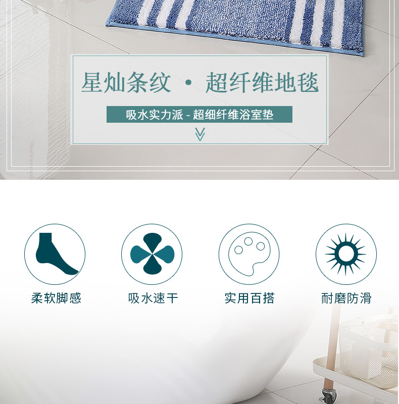 新款地垫加厚高毛绒浴室防滑垫子卫生间进门吸水脚垫地毯一件代发详情2
