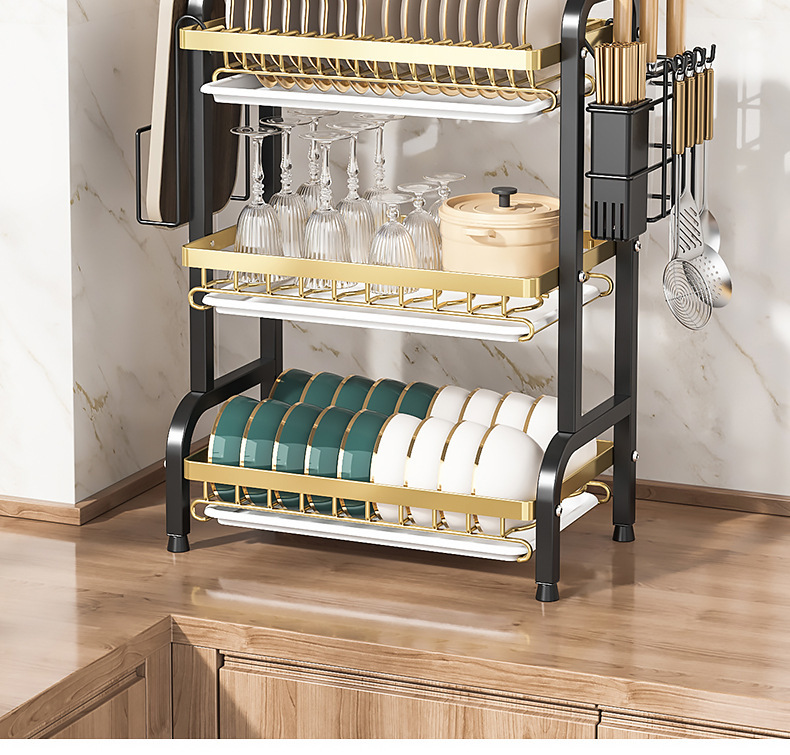 Kitchen storage rack, dish and bowl storage rack, draining rack, household multi-functional bowl rack, bowl cabinet, chopsticks and bowl storage box pic 19