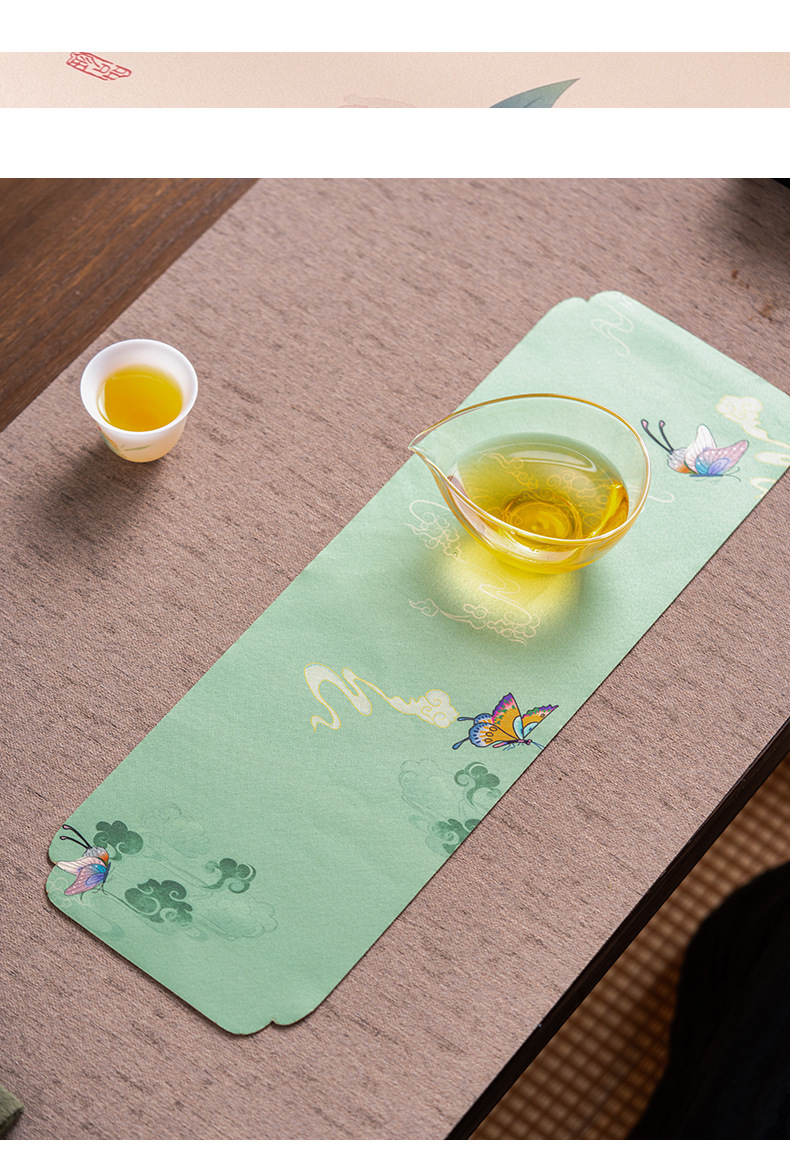 中国国潮风干泡小茶席垫子高级中式长条茶桌布垫隔热茶杯壶垫防水茶垫详情7
