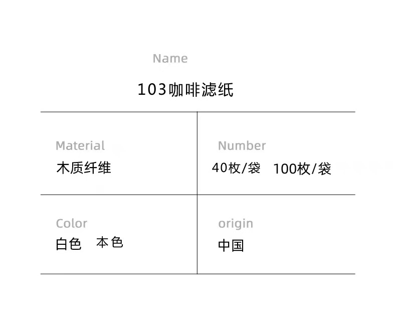 U型103咖啡过滤纸104咖啡滤纸扇形手冲一次性原木浆白色本色滤纸详情4