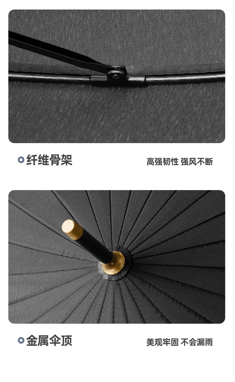 24骨雨伞超大号双人长柄伞加厚防晒加固抗风暴直杆广告伞定制logo详情21