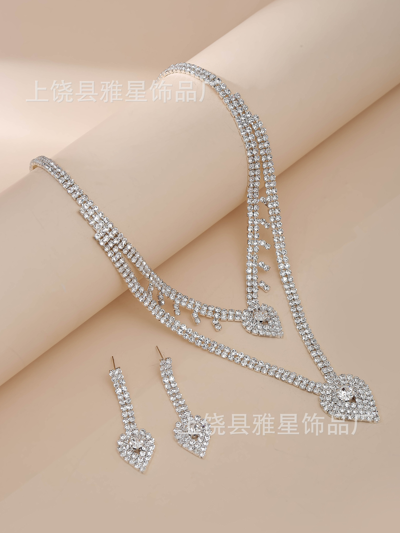 Europa y américa ins gota de agua conjunto de joyería personalidad moda color strass collar pendientes conjunto de novia accesorios pic 8