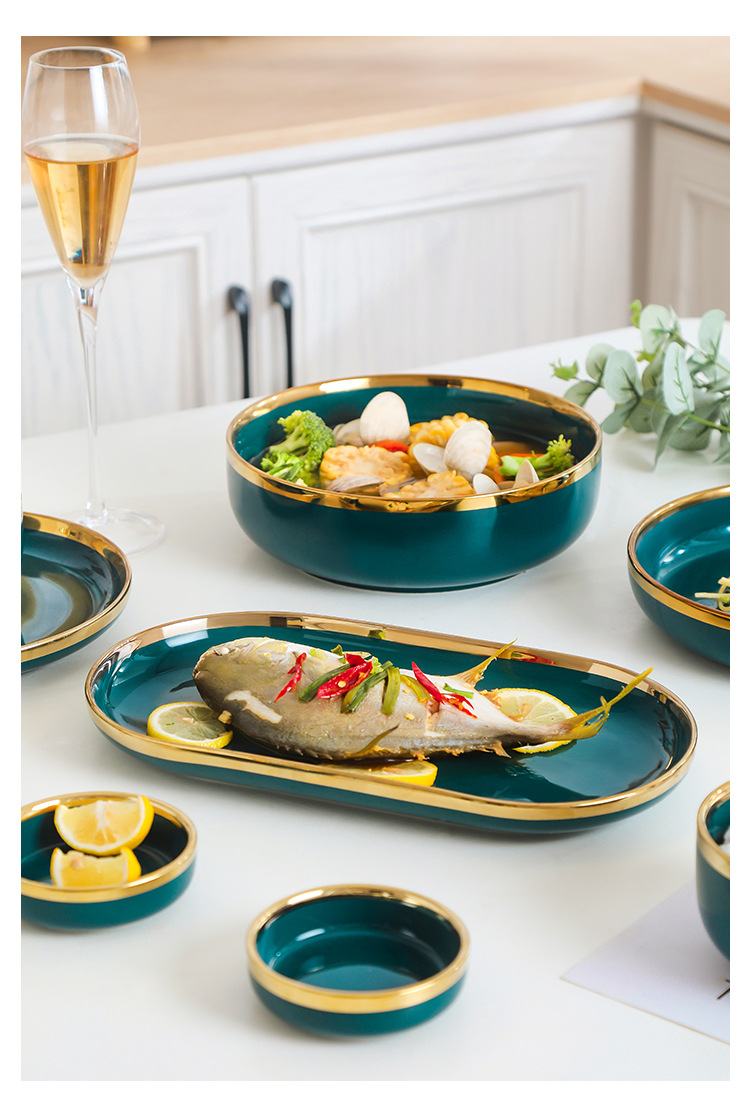 Nordic tableware, ceramic household rice bowls and fish plates, household ceramic bowls and chopsticks sets, Western steak plates, cross-border sets pic 13