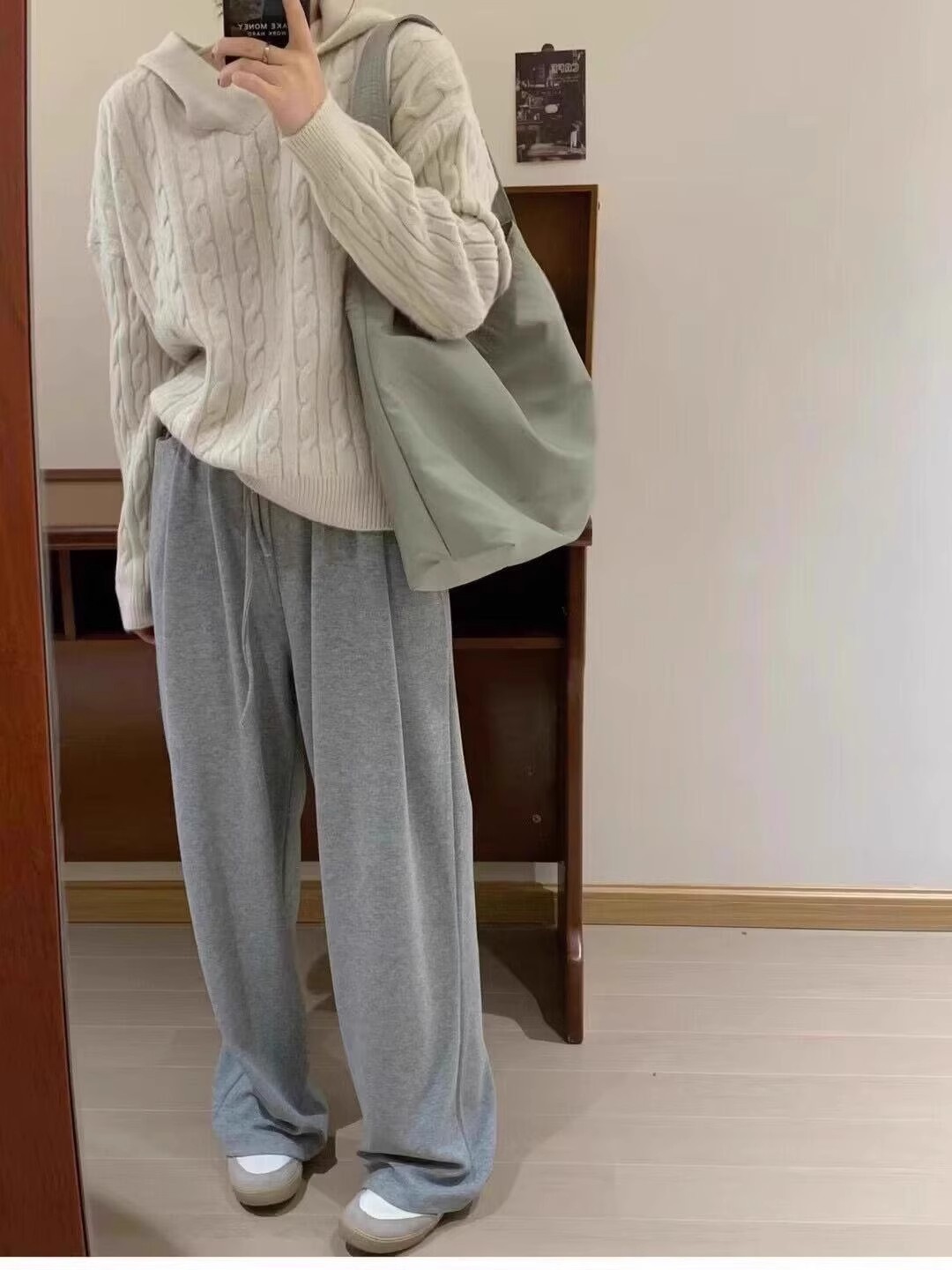 100羊毛连帽针织衫女冬休闲慵懒麻花帽衫毛衣显瘦内搭休闲羊绒潮详情9