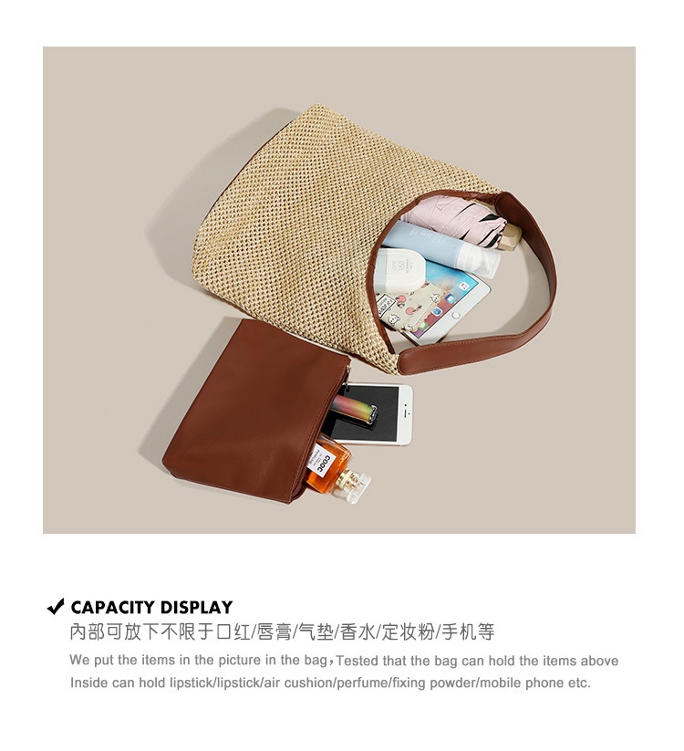 新款ins复古草编托特包单肩大包包女士休闲大容量夏天度假沙滩包详情9