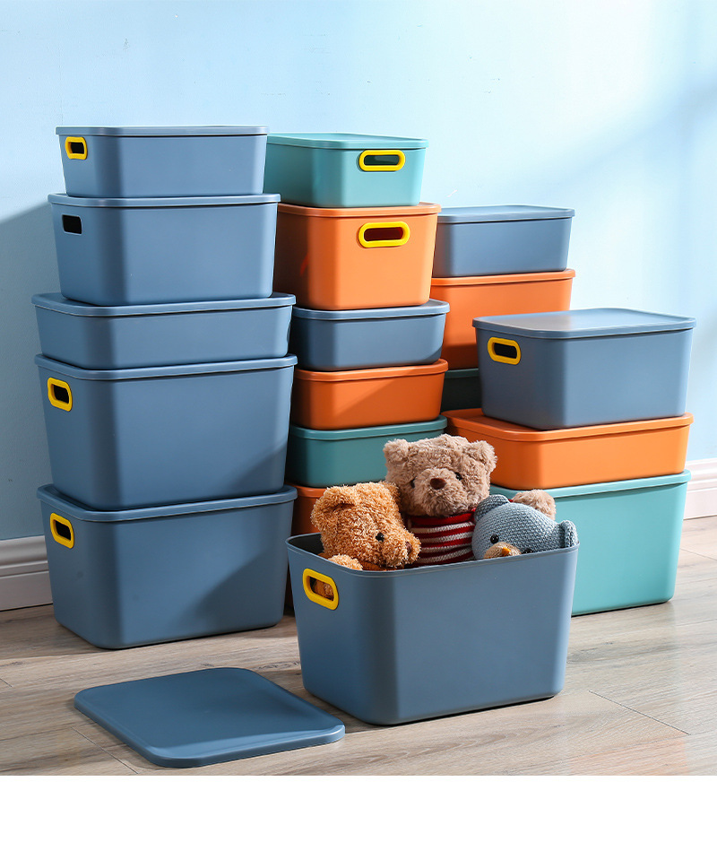 桌面收纳盒零售化妆品杂物收纳筐厨房带把手整理盒塑料储物盒子详情27