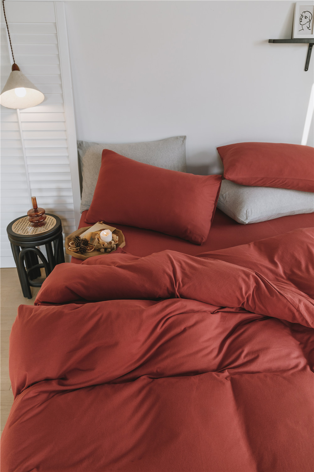 ins Japanese-style solid color all-cotton knitted cotton four-piece set, skin-friendly nude sleeping plain double-layer Indian cotton bed sheet pic 72