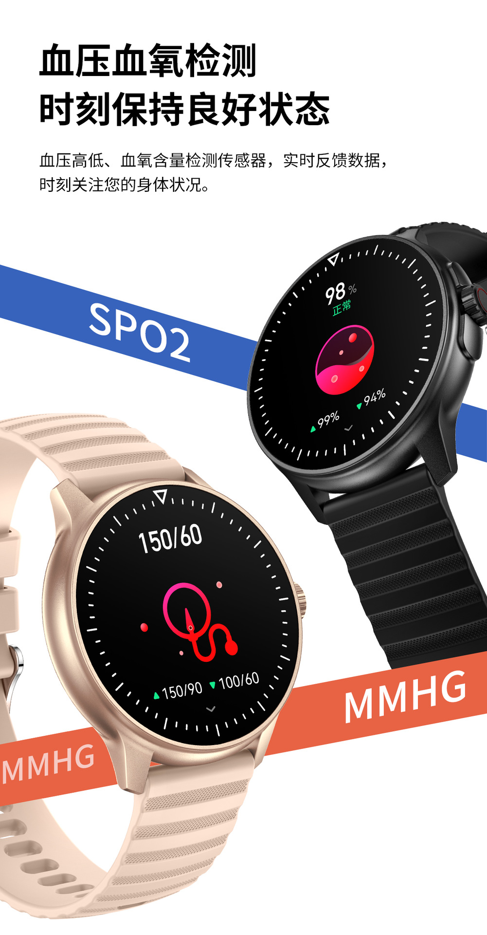 蓝牙通话智能手表ZW60ZW39ZW45体温心率血压血氧监测睡眠信息提醒详情30