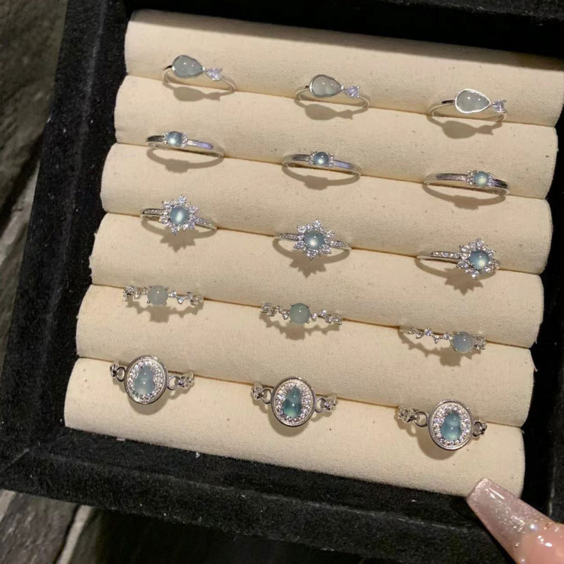 新中式清冷感玉髓葫芦水滴戒指女个性轻奢复古优雅百搭指环戒子详情4