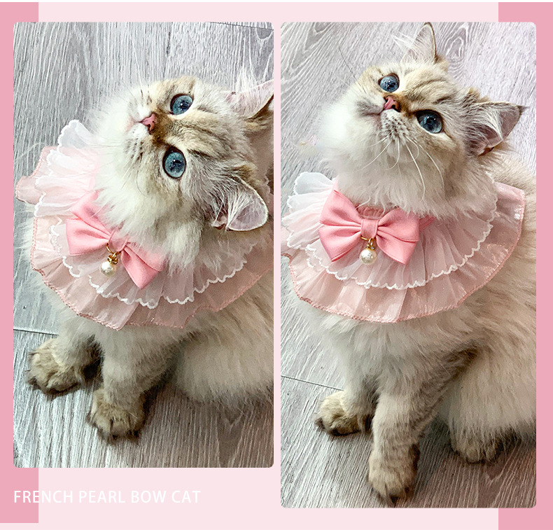 可爱猫咪口水巾项圈公主蝴蝶结蕾丝宠物口水巾狗狗口水巾围巾详情10