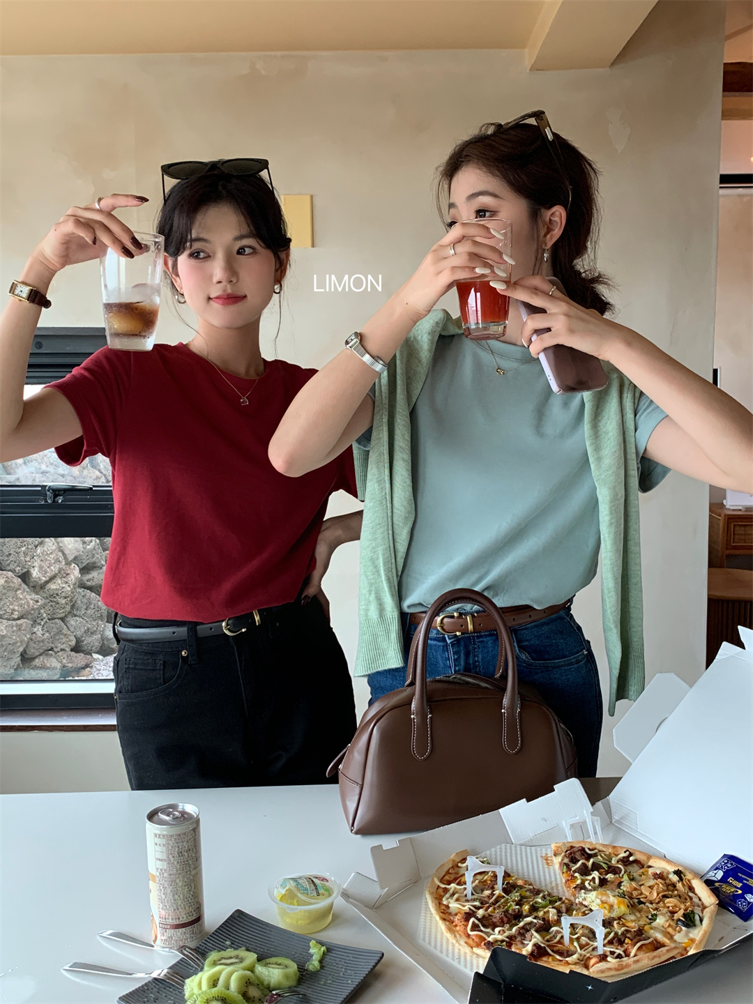 THE LEMON柠檬绿茶正肩磨毛短袖t恤女2024秋季新款百搭上衣打底衫详情15