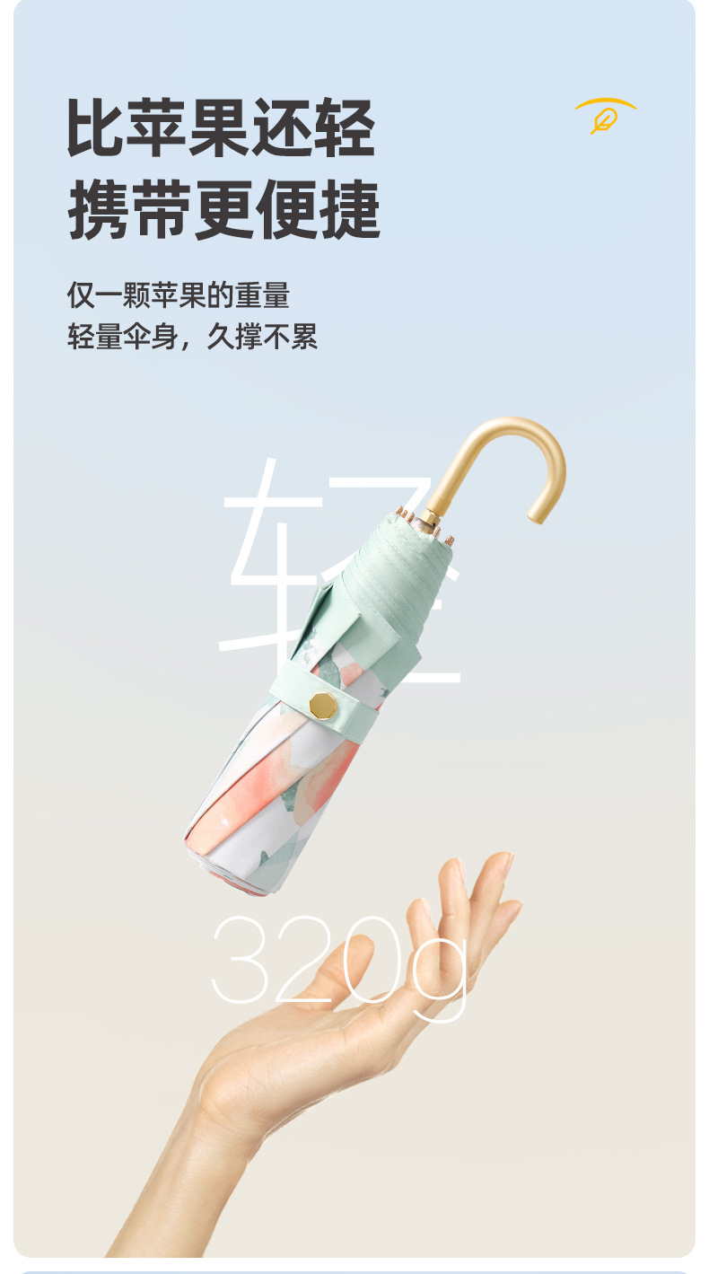 新款三折8骨小金钩彩胶面料防晒防紫外线折叠遮阳伞现货一件代发详情25