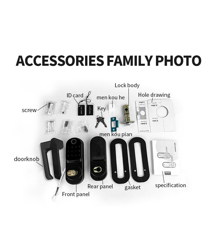 Foreign trade no-hole-opening indoor wooden door, single-tongue smart lock, fingerprint app, all-in-one lock, homestay home electronic lock pic 9