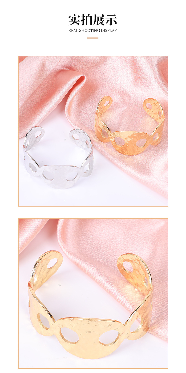 The best-selling new product features a pig nose hollowed-out design bracelet with 18K copper plating and gold plating. It is a fashionable and simple jewelry with a high-end feel pic 8