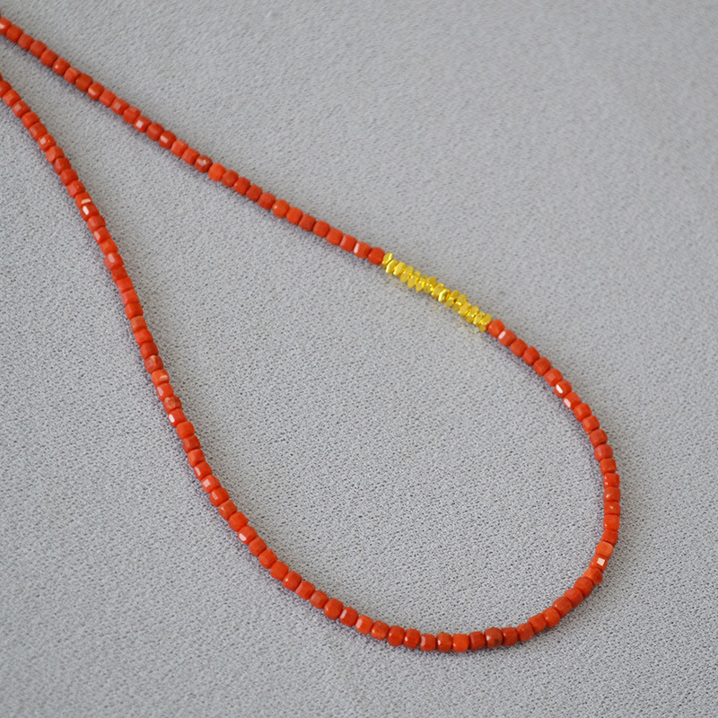 国潮新中式小众设计南红玛瑙切角方粒真石碎银子串珠简约项链手链详情2