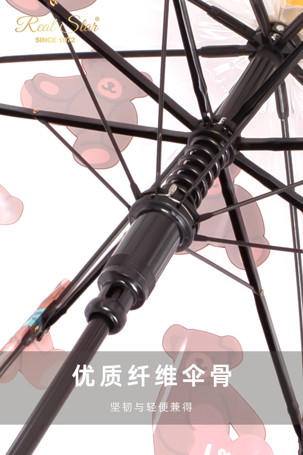 RST新款小熊雨伞现货卡通伞幼儿园儿童伞19吋自动开伞外贸塑料伞详情12
