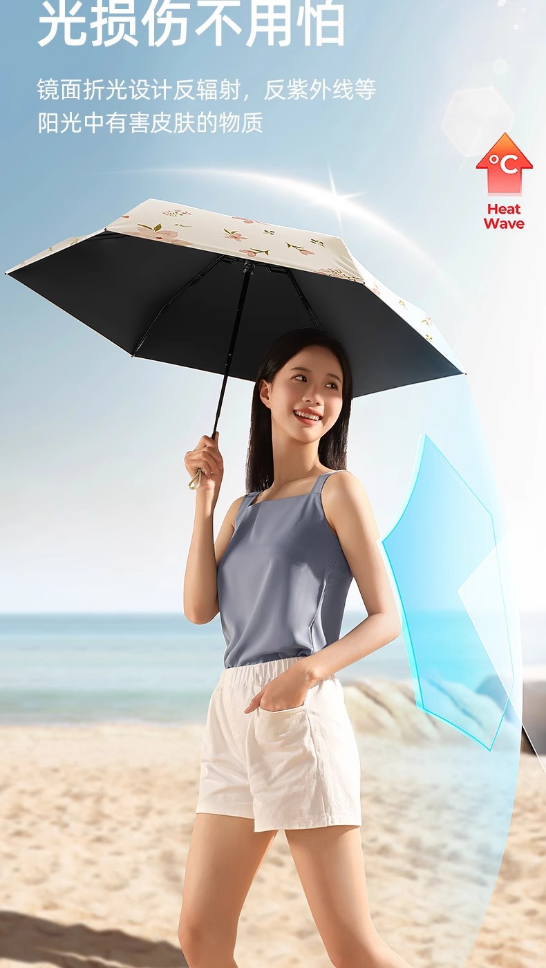六折防晒小巧遮阳伞口袋紫外线太阳伞晴雨便携两用迷你折叠卡片伞详情6