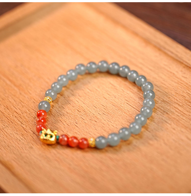 新中式多巴胺天然蓝水翡翠串珠手串小众高级感复古女水晶手链饰品详情12