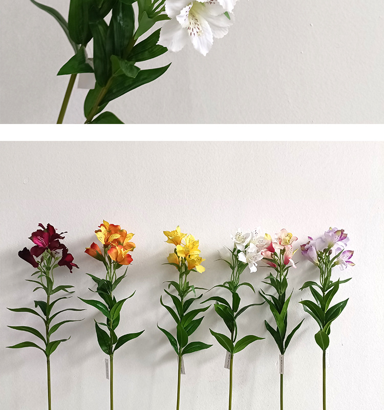 仿真彩色压纹3D百合花六出花婚庆客厅装饰摆件道具人造花仿真花束详情22