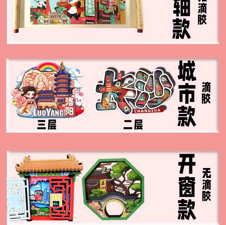 转盘冰箱贴杭州新疆厦门文创冰箱贴城市冰箱贴木质创意定制纸卡装详情7