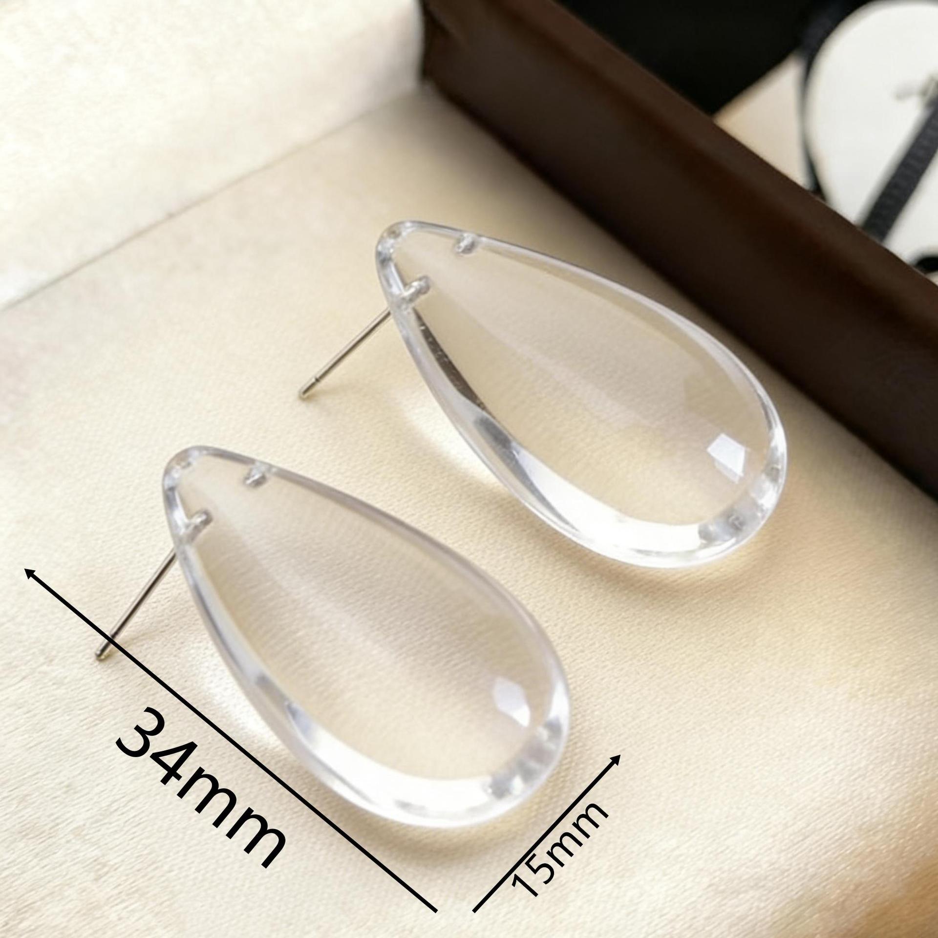 王菲同款2026春晚透明水滴耳钉小众流行高级感耳环轻奢夸张耳饰女详情7